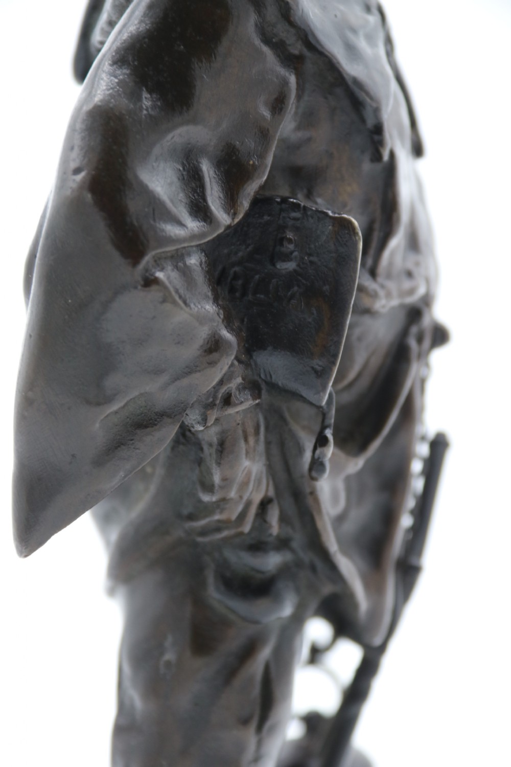A fine bronze study of a medieval young man by Emile Picault. View X