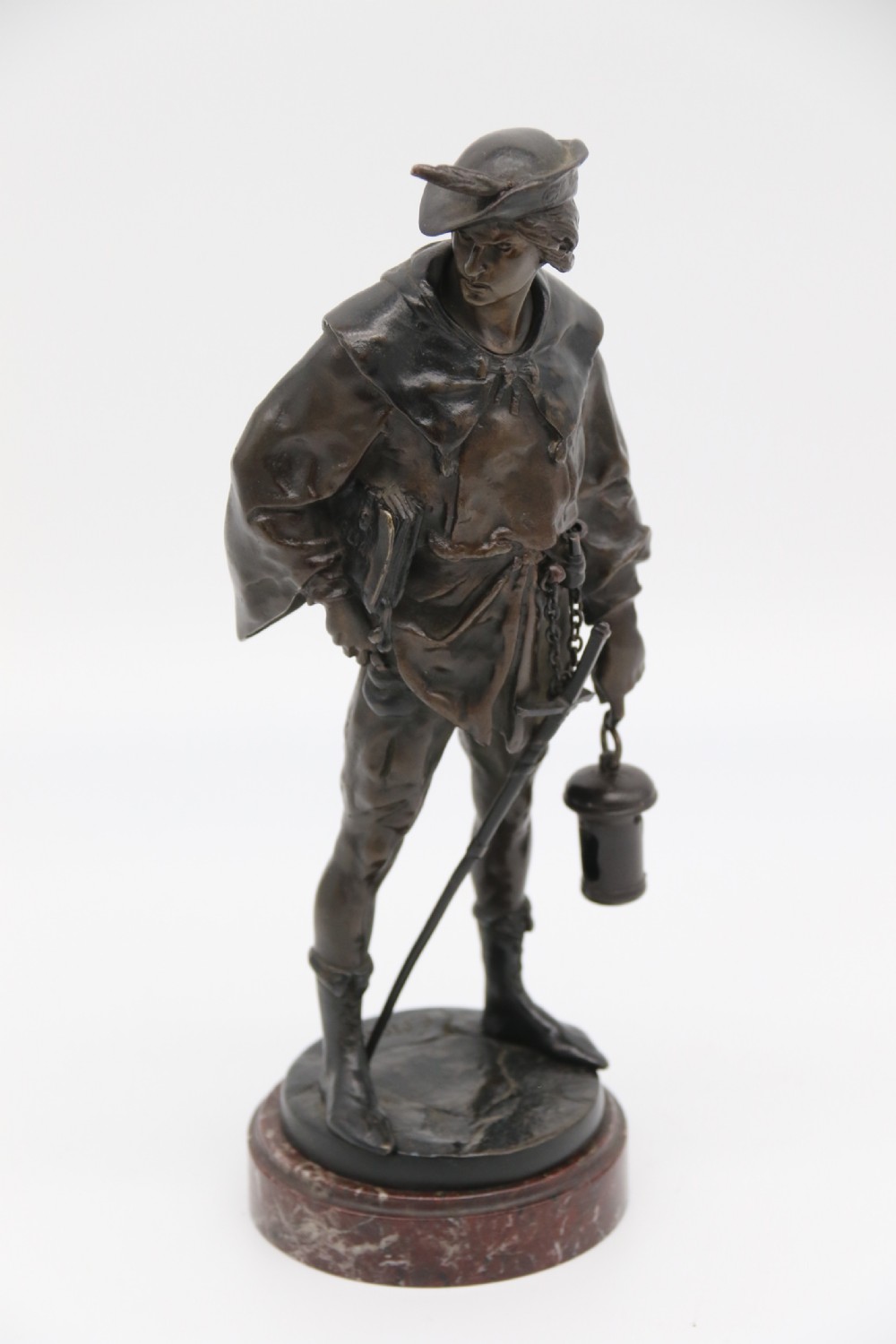 A fine bronze study of a medieval young man by Emile Picault. View XIV
