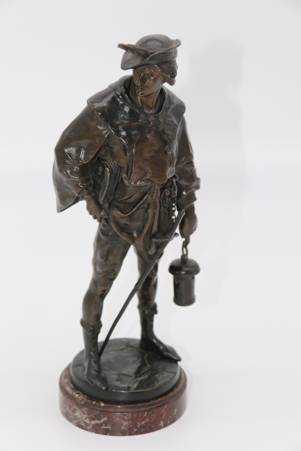 A fine bronze study of a medieval young man by Emile Picault. View XVIII