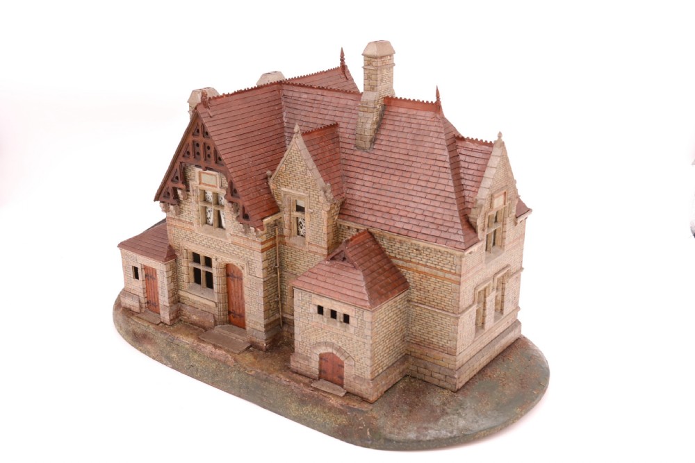 An exceptional Victorian scale model of a Gothic stone house with a glass house diorama  View XI