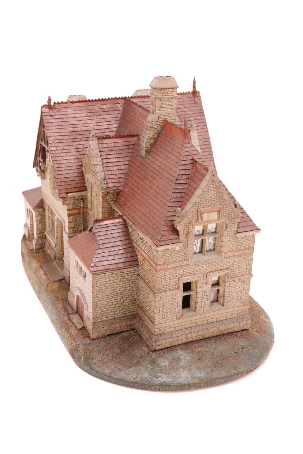 An exceptional Victorian scale model of a Gothic stone house with a glass house diorama  View XII
