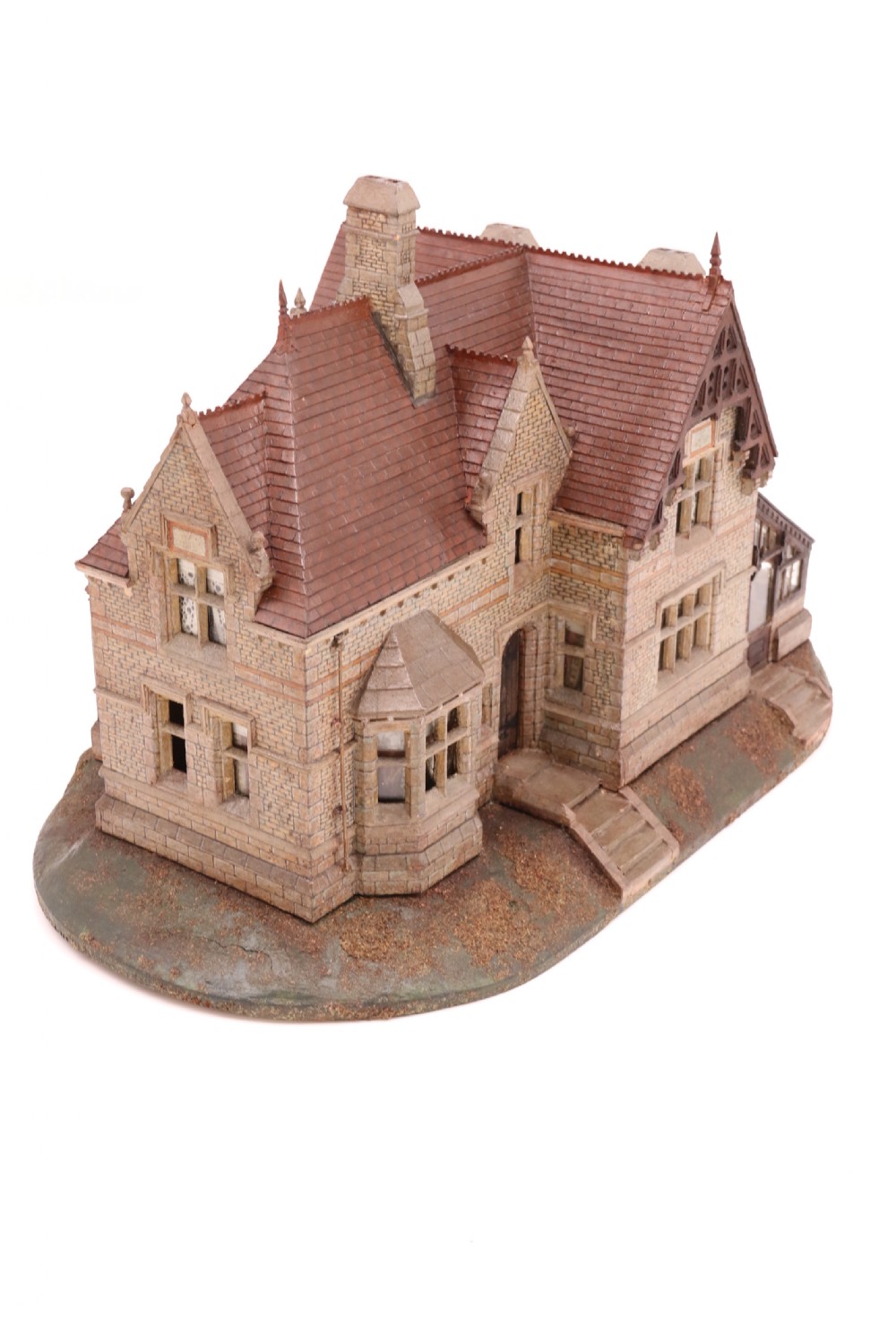An exceptional Victorian scale model of a Gothic stone house with a glass house diorama  View XIV