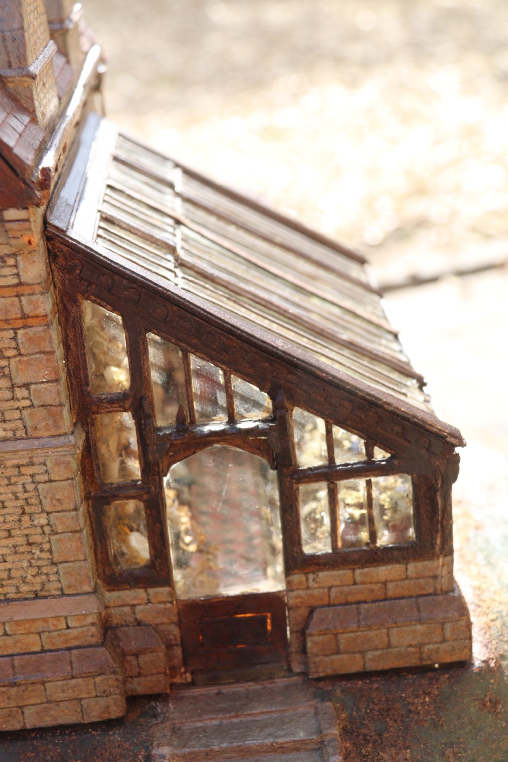 An exceptional Victorian scale model of a Gothic stone house with a glass house diorama  View XXIII