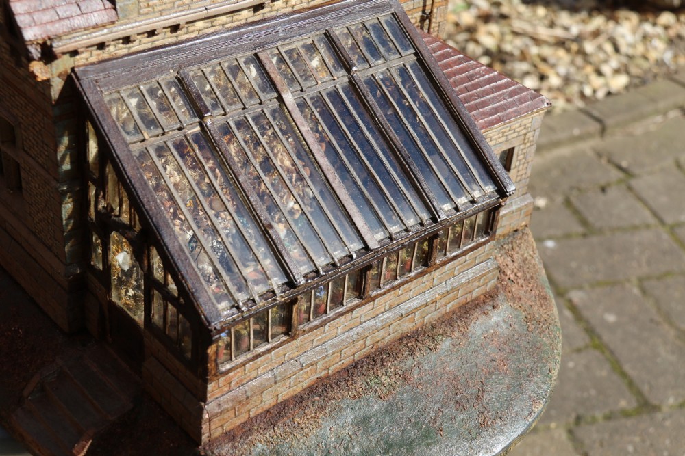 An exceptional Victorian scale model of a Gothic stone house with a glass house diorama  View XXV
