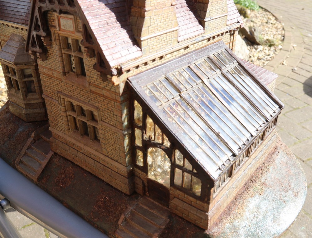 An exceptional Victorian scale model of a Gothic stone house with a glass house diorama  View XXVII