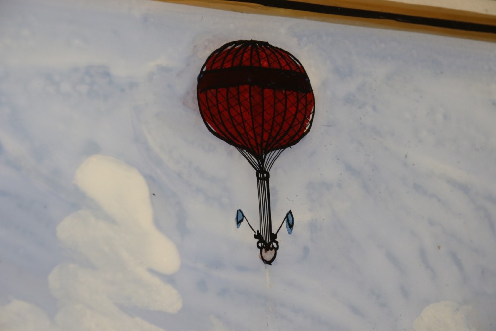 A rare reverse painting on glass of an early English gas balloon flight, circa 1830 View II