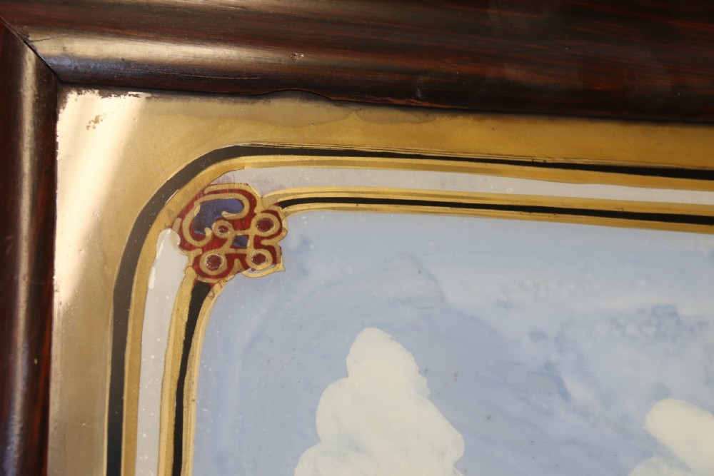 A rare reverse painting on glass of an early English gas balloon flight, circa 1830 View VIII
