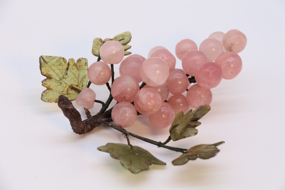 A Chinese hardstone collection of fruit together with a carved alabaster leaf dish View VIII
