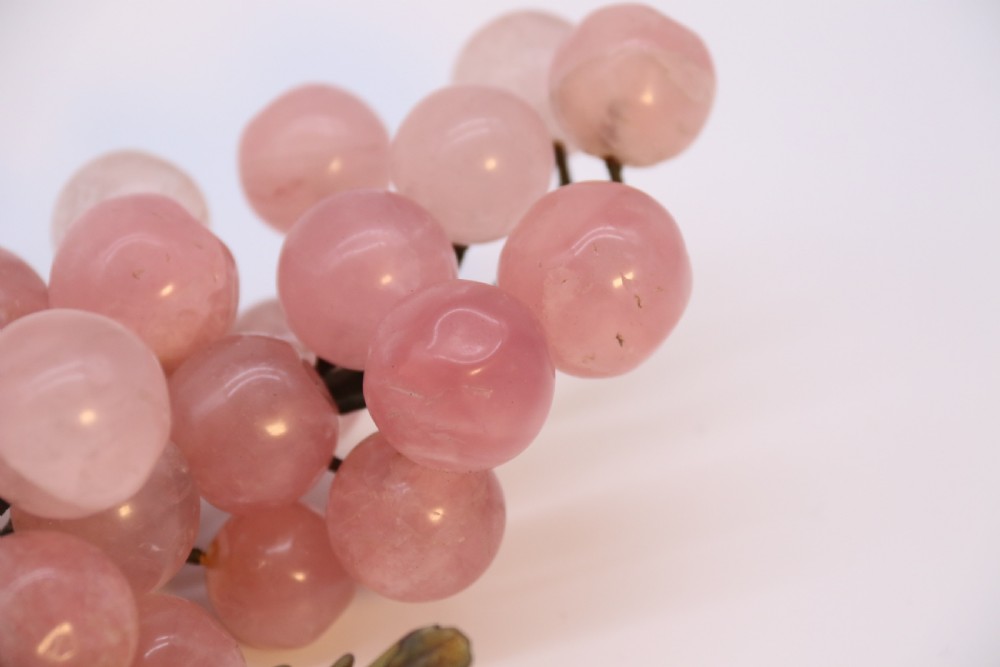 A Chinese hardstone collection of fruit together with a carved alabaster leaf dish View XII