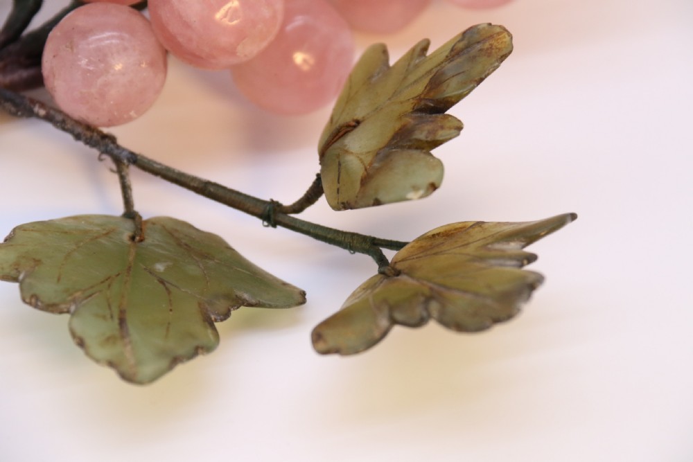 A Chinese hardstone collection of fruit together with a carved alabaster leaf dish View XIII