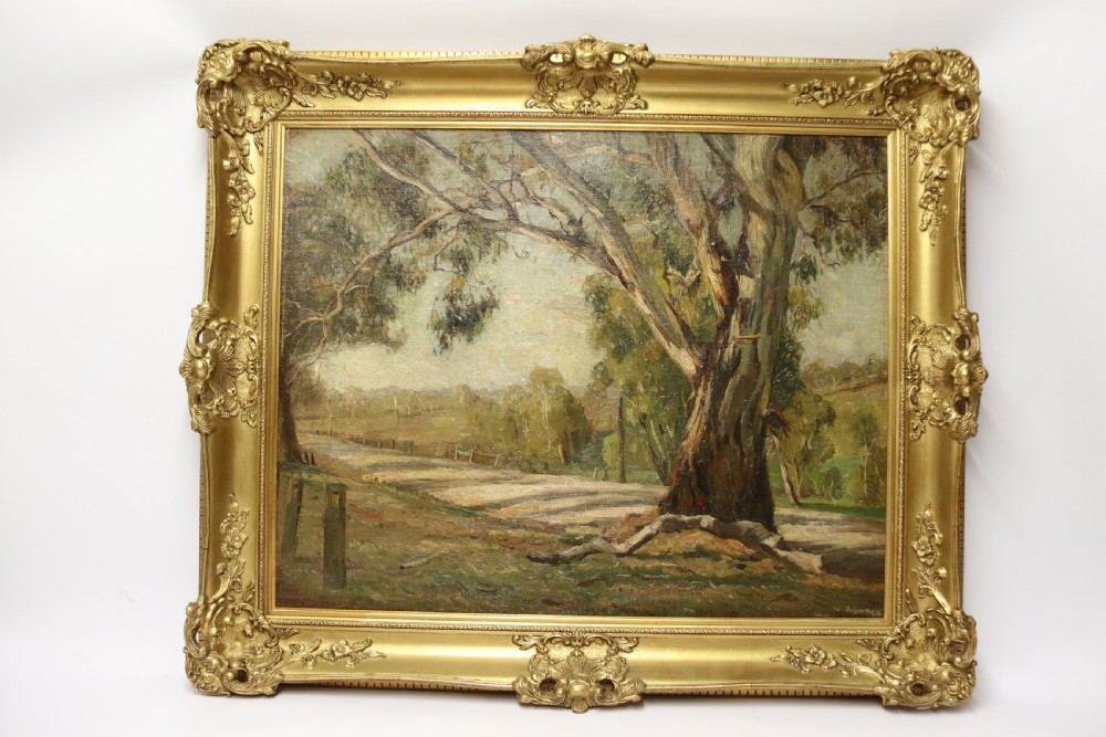 A fine oil painting of an Australian rural view by Sir William Ashton, O.B.E.