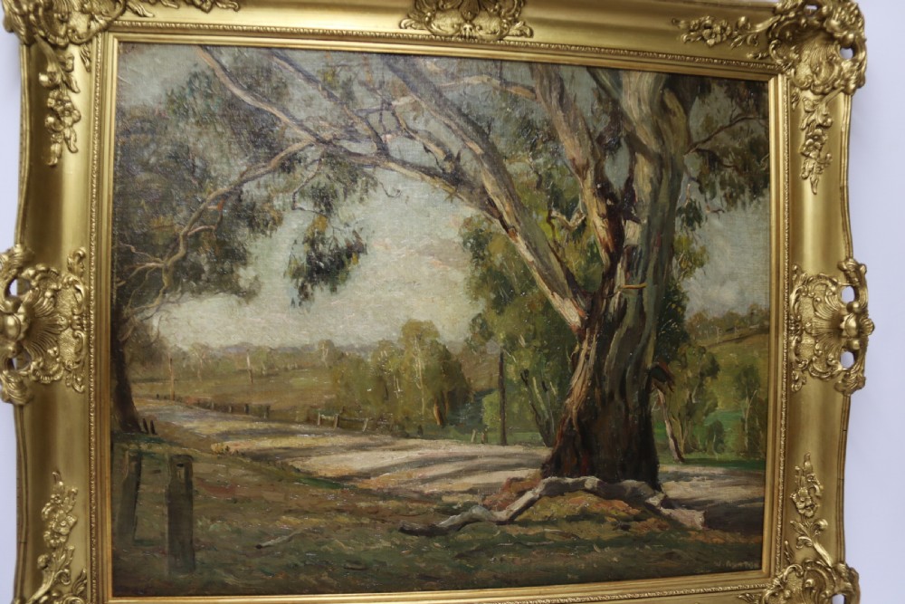 A fine oil painting of an Australian rural view by Sir William Ashton, O.B.E. View XI