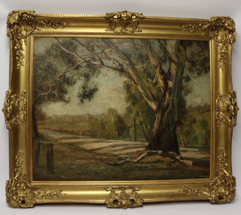 A fine oil painting of an Australian rural view by Sir William Ashton, O.B.E. View XII