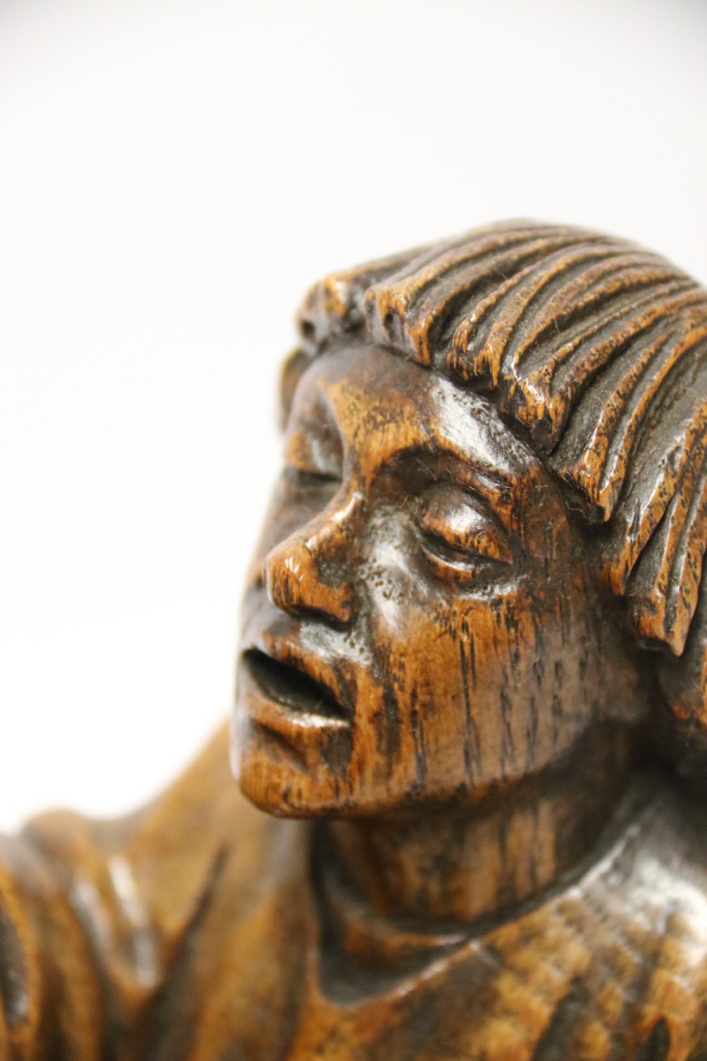 A Fine 19th century Arts and Crafts carved oak figure group of three monks. View XII