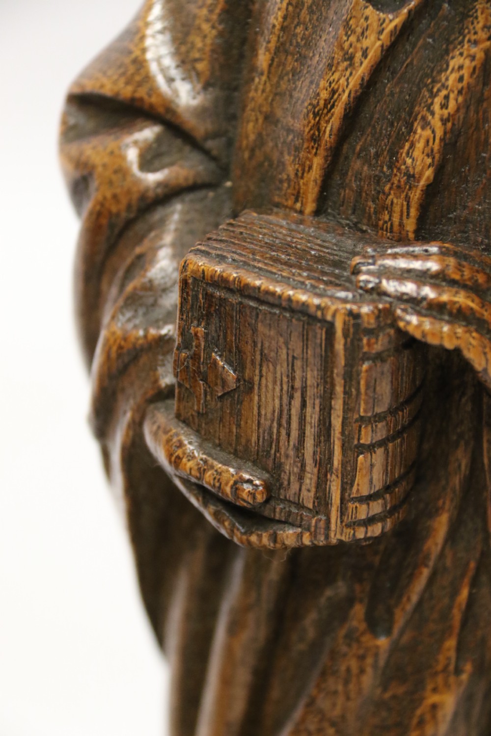 A Fine 19th century Arts and Crafts carved oak figure group of three monks. View XIII