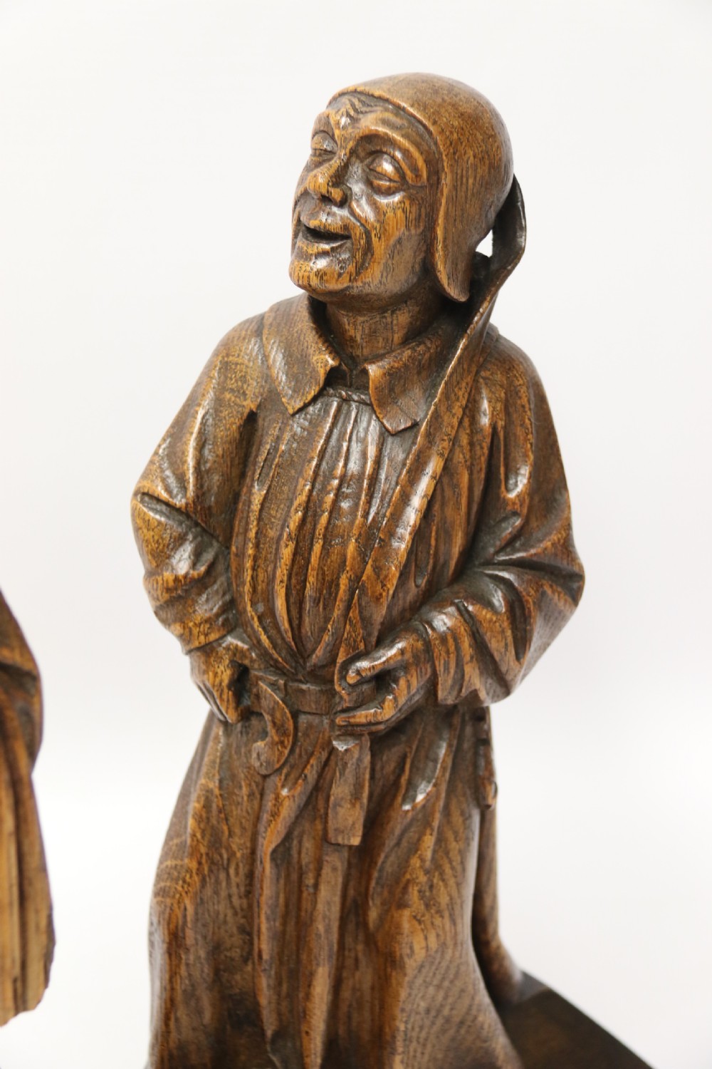 A Fine 19th century Arts and Crafts carved oak figure group of three monks. View XIV