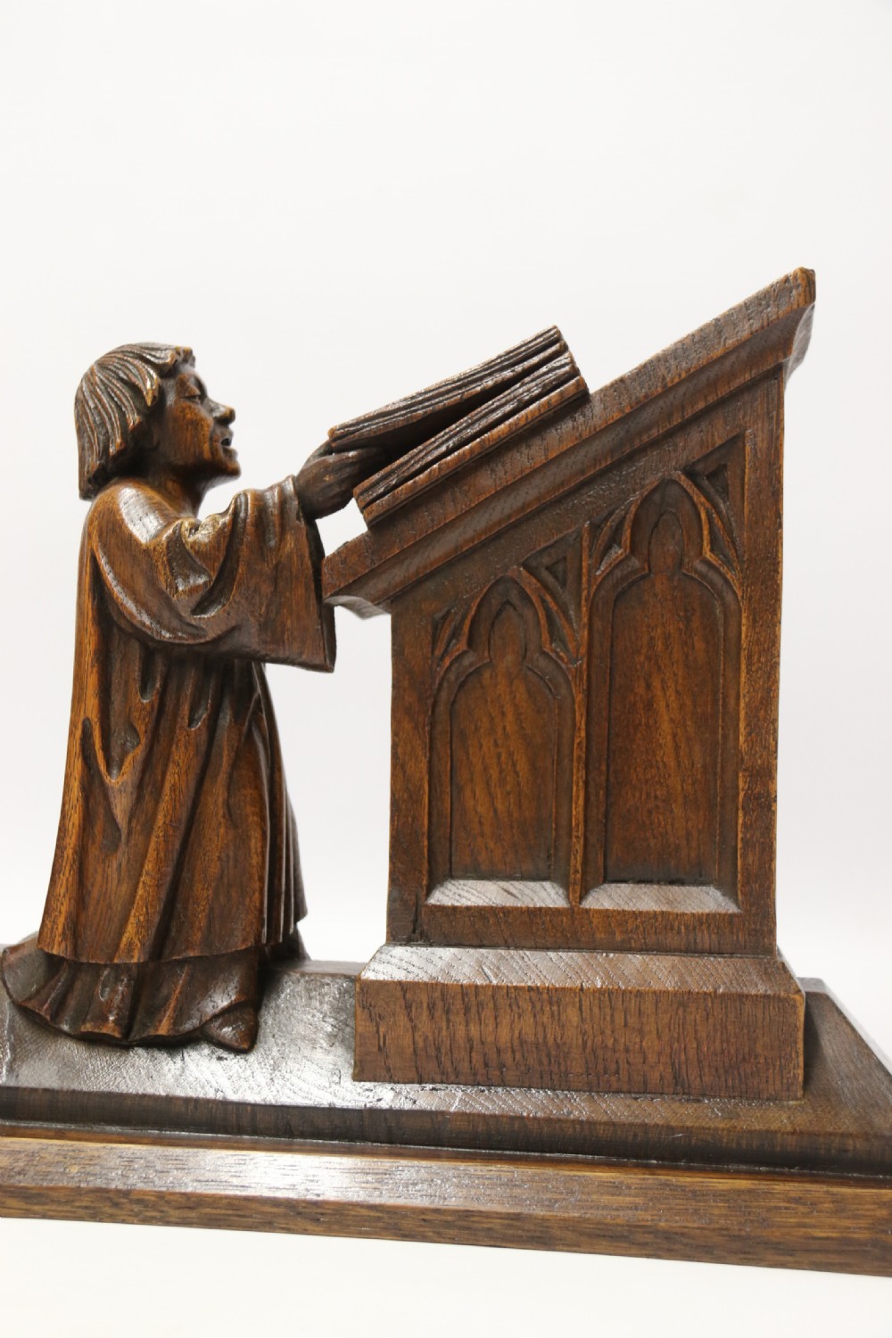 A Fine 19th century Arts and Crafts carved oak figure group of three monks. View XVII