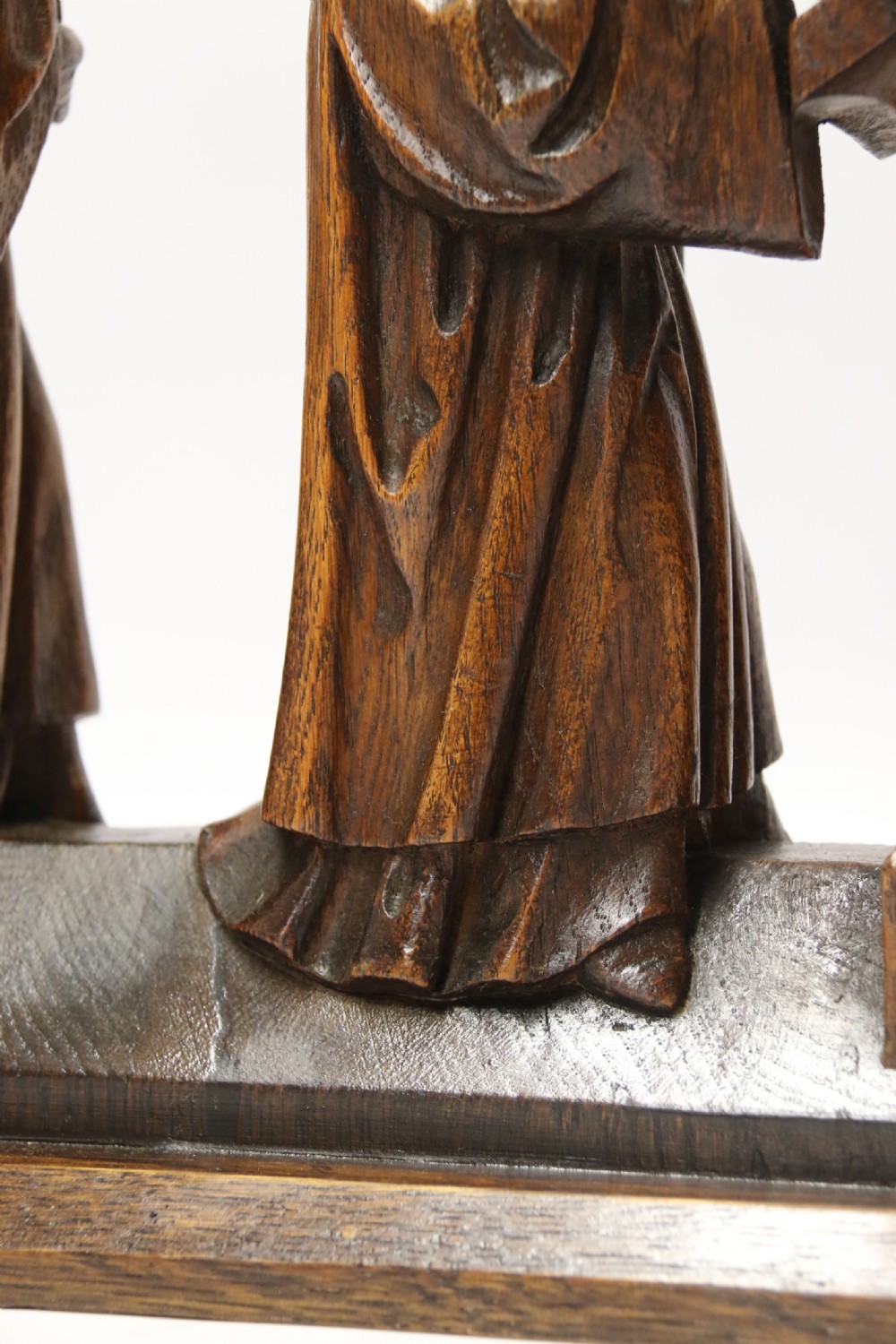 A Fine 19th century Arts and Crafts carved oak figure group of three monks. View XX