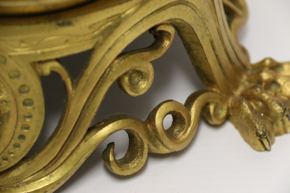 A superb pair of gilt bronze and pottery Aztec design vases/ urns View XII