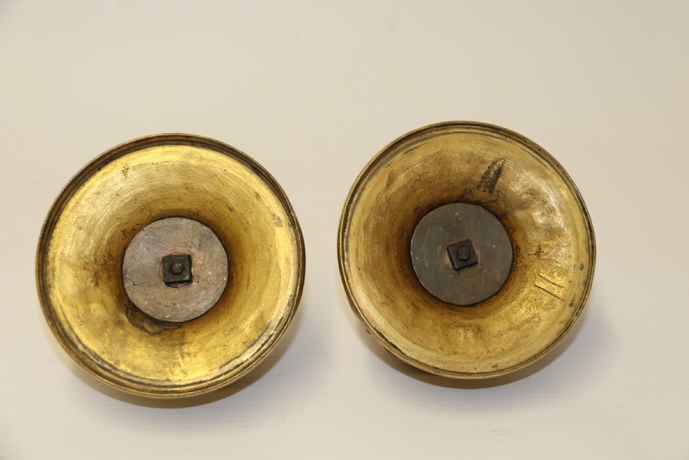A superb pair of gilt bronze and pottery Aztec design vases/ urns View XVIII