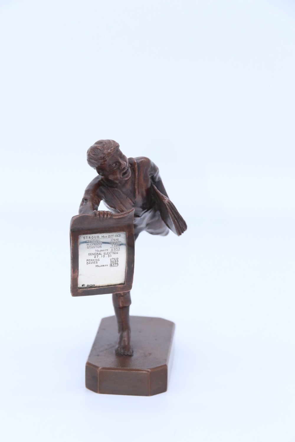 A rare 1930’s bronze political figure from the Stroud by-election from 1931 View IV