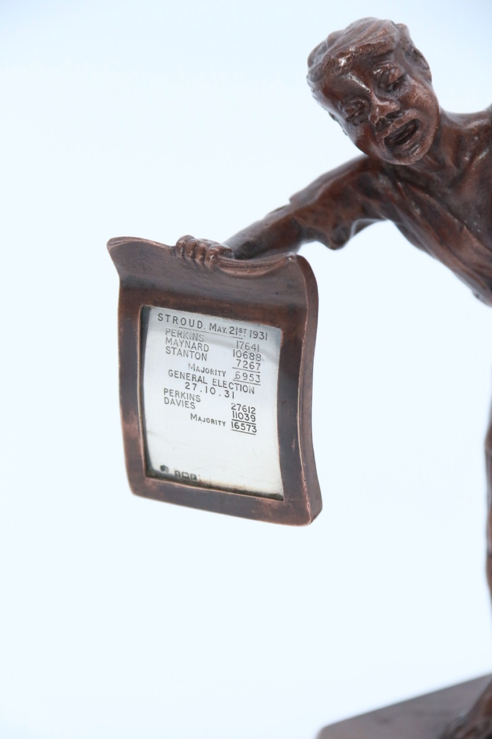 A rare 1930’s bronze political figure from the Stroud by-election from 1931 View XIII