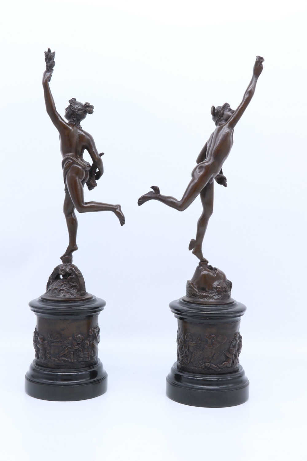A fine pair of 19th C Grand Tour classical bronze figures of Mercury and Fortuna View V