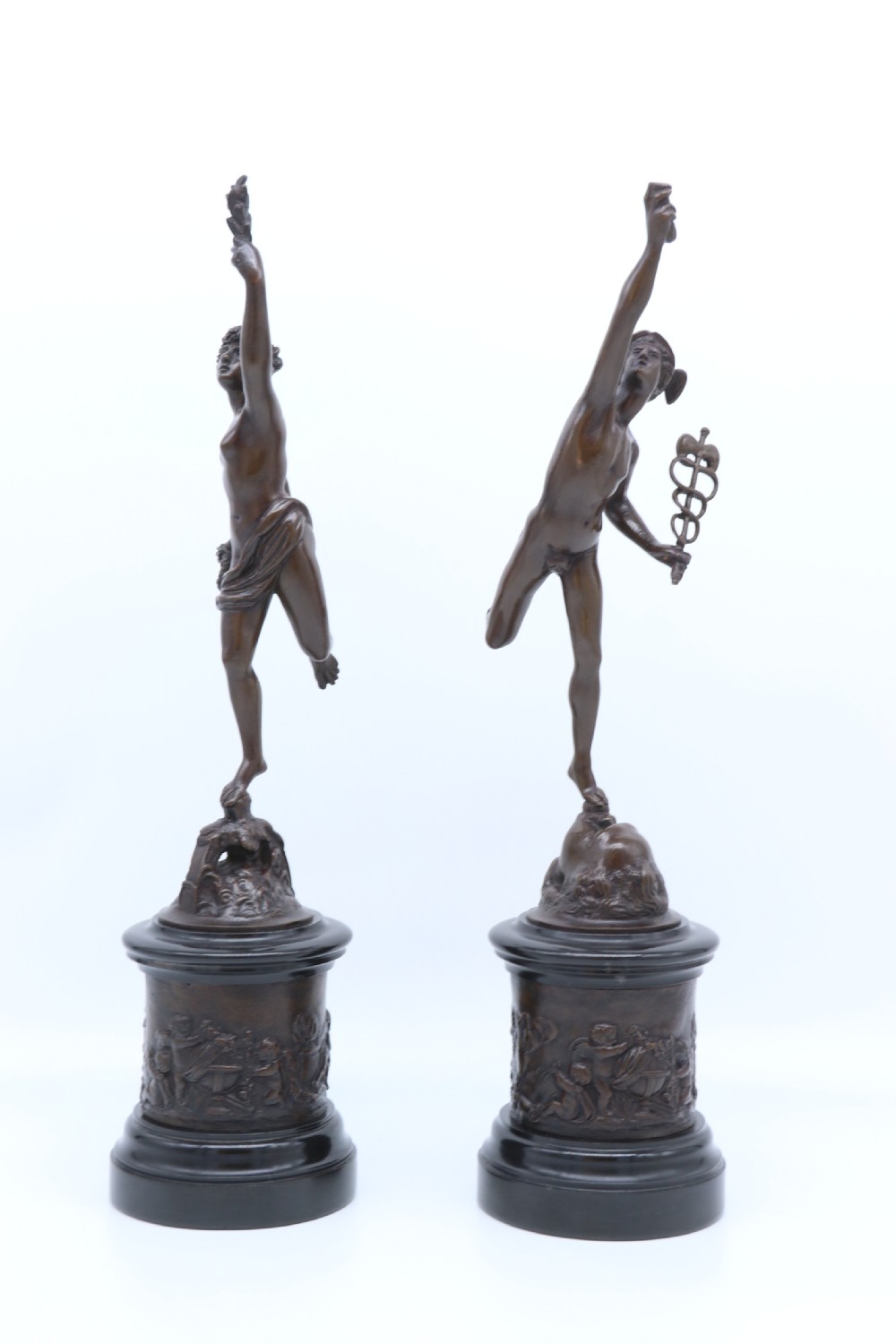 A fine pair of 19th C Grand Tour classical bronze figures of Mercury and Fortuna View VIII