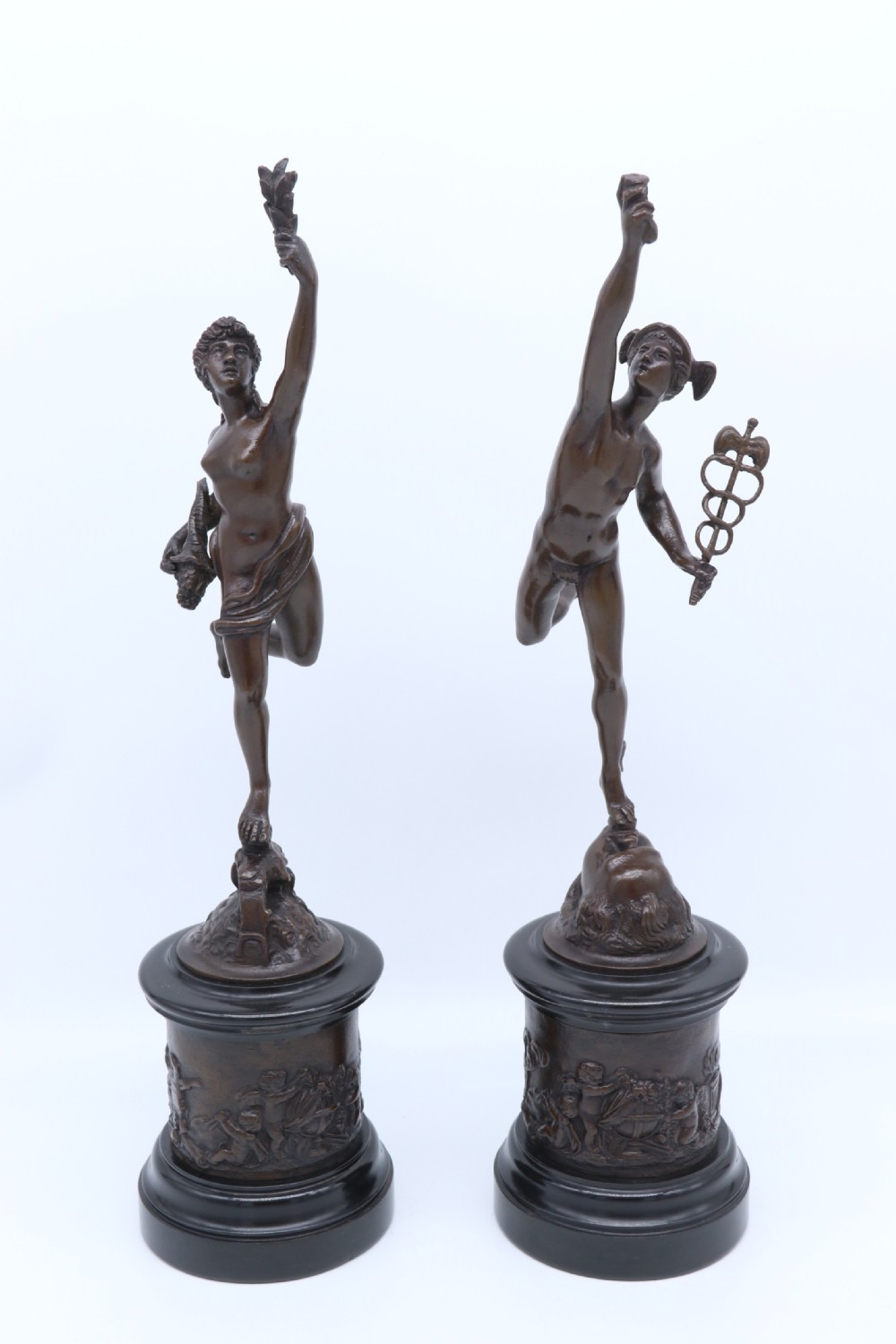 A fine pair of 19th C Grand Tour classical bronze figures of Mercury and Fortuna View IX