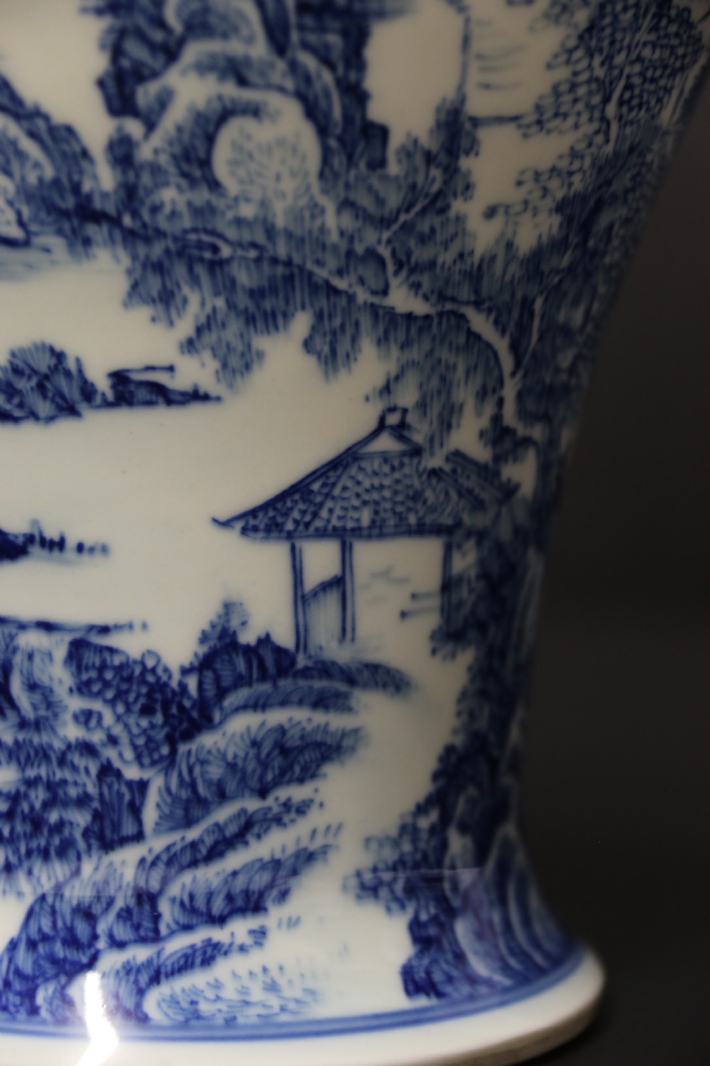 A fine pair of Chinese Republican period blue and white hand painted porcelain vases View XXIV