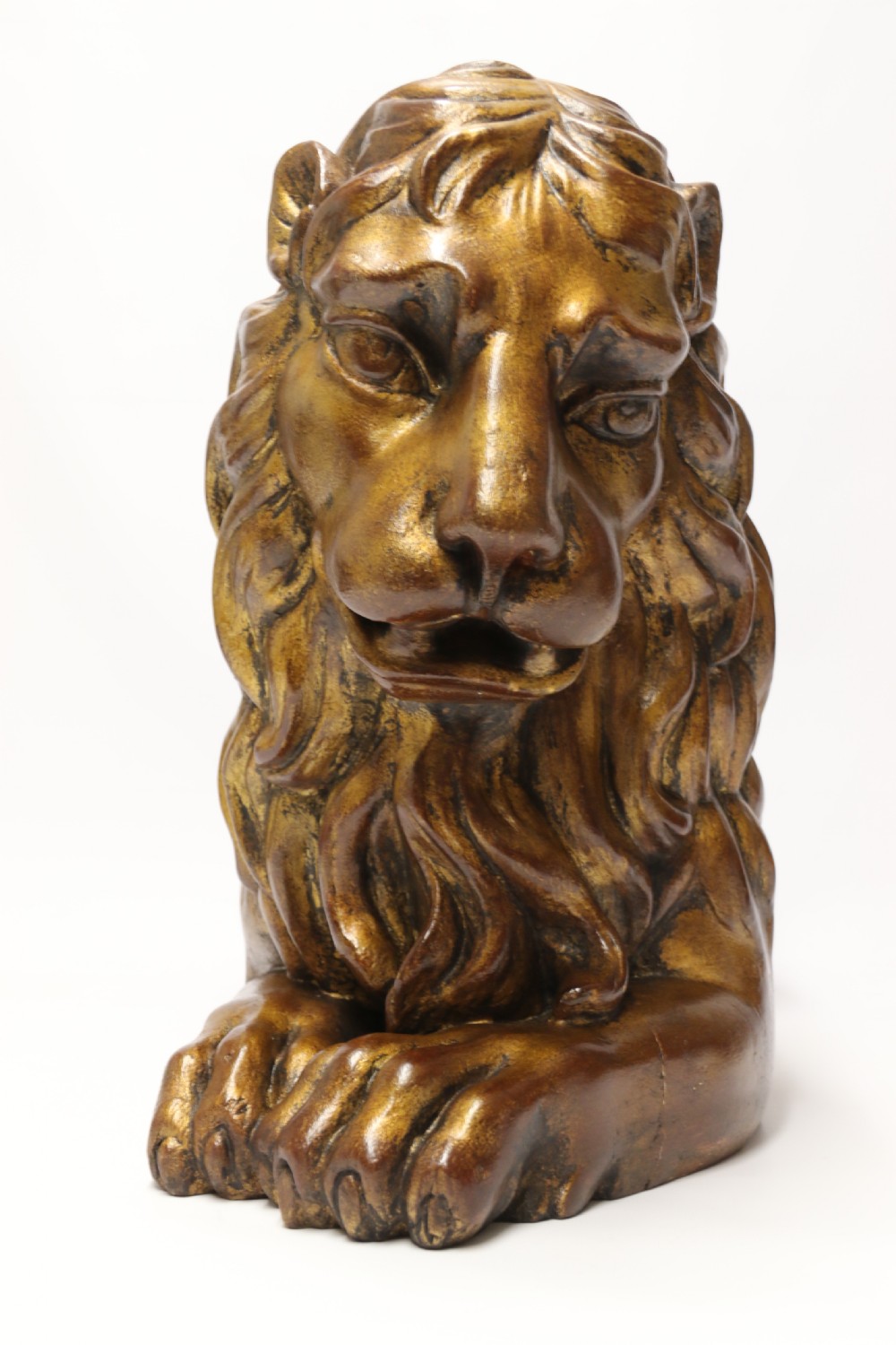 A most impressive 19th century pair of English carved gilt wood classical lions View XIX