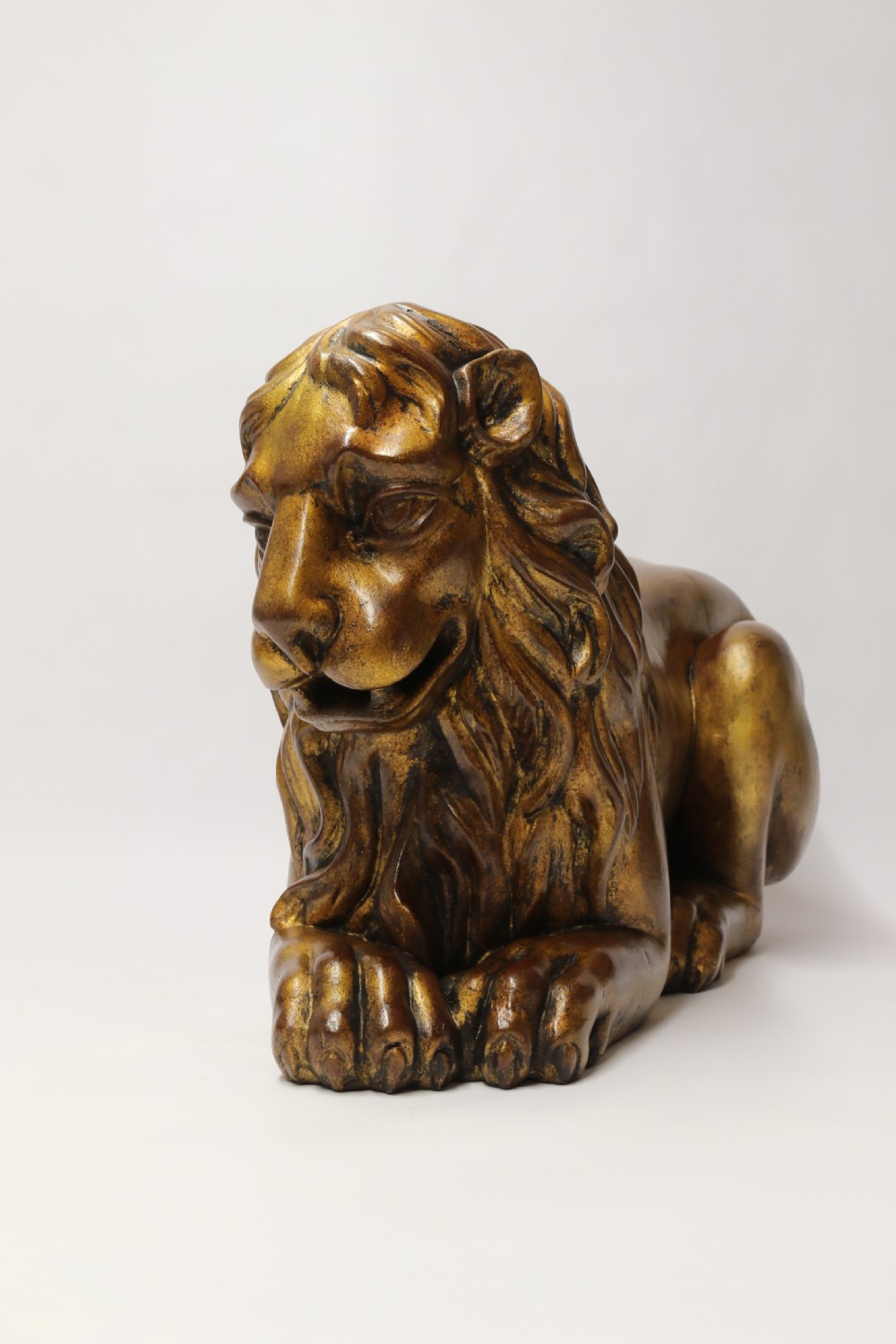 A most impressive 19th century pair of English carved gilt wood classical lions View XXII