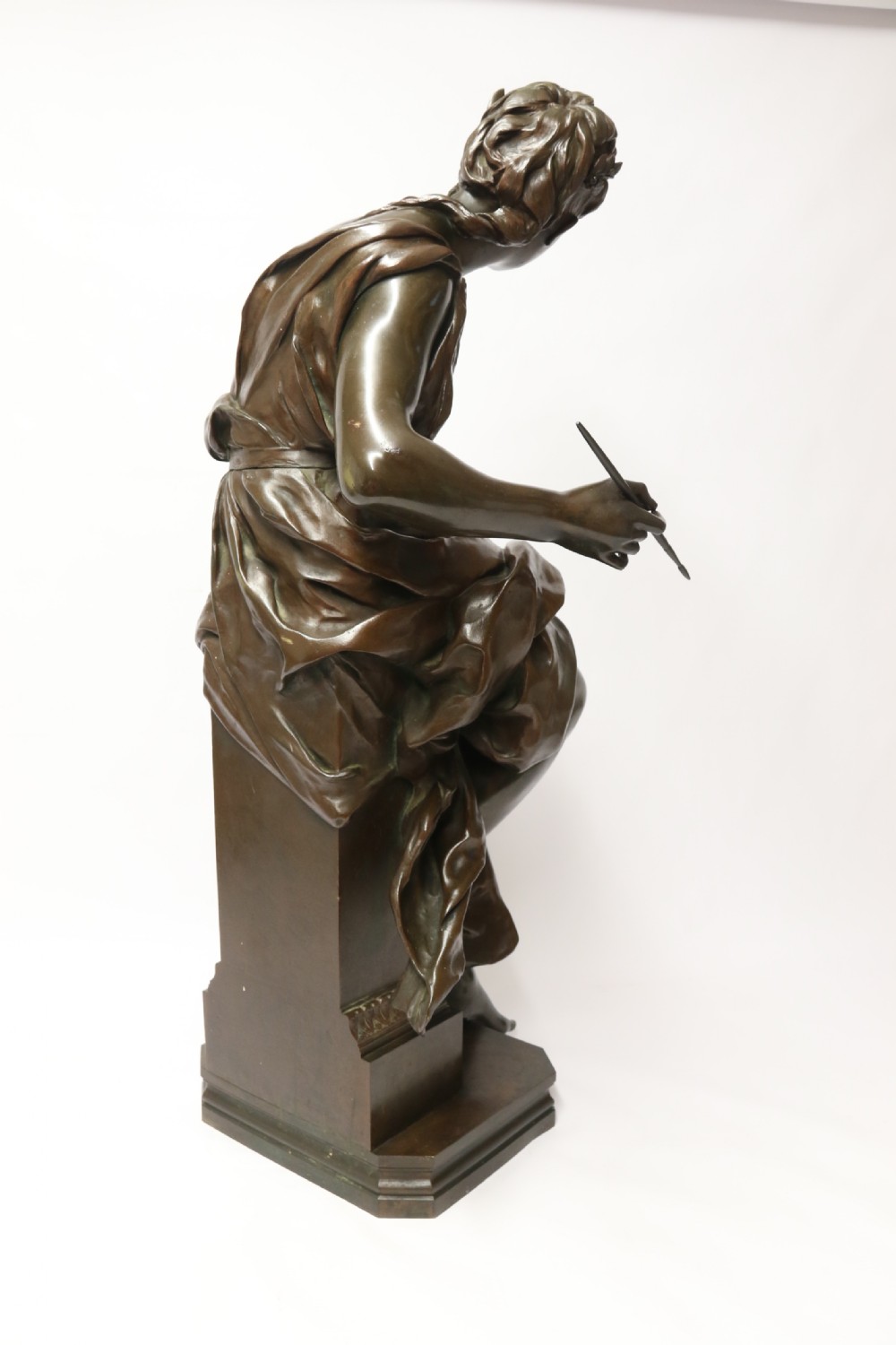 A most impressive large classical bronze study of a female artist by Jean-Paul Aube, C 1890 View II