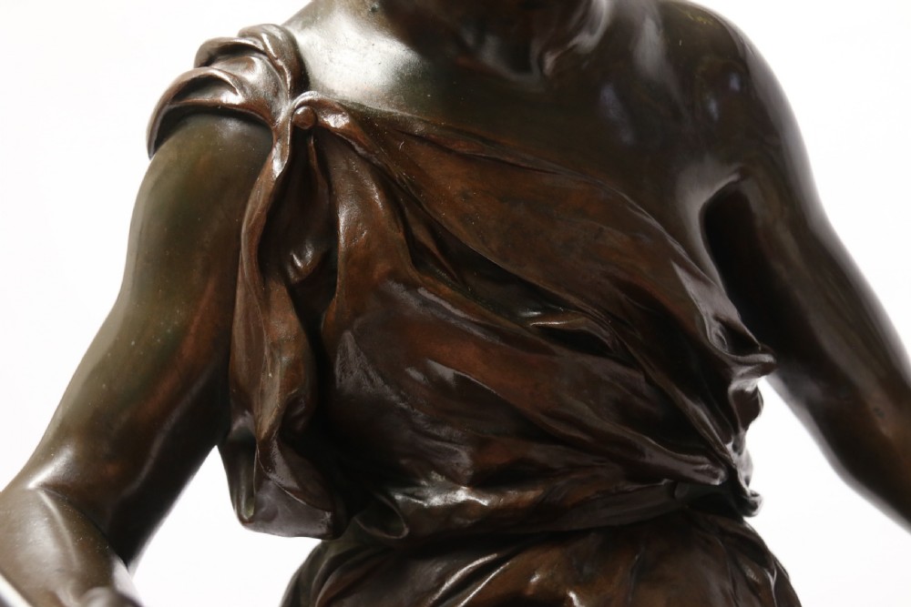 A most impressive large classical bronze study of a female artist by Jean-Paul Aube, C 1890 View IX