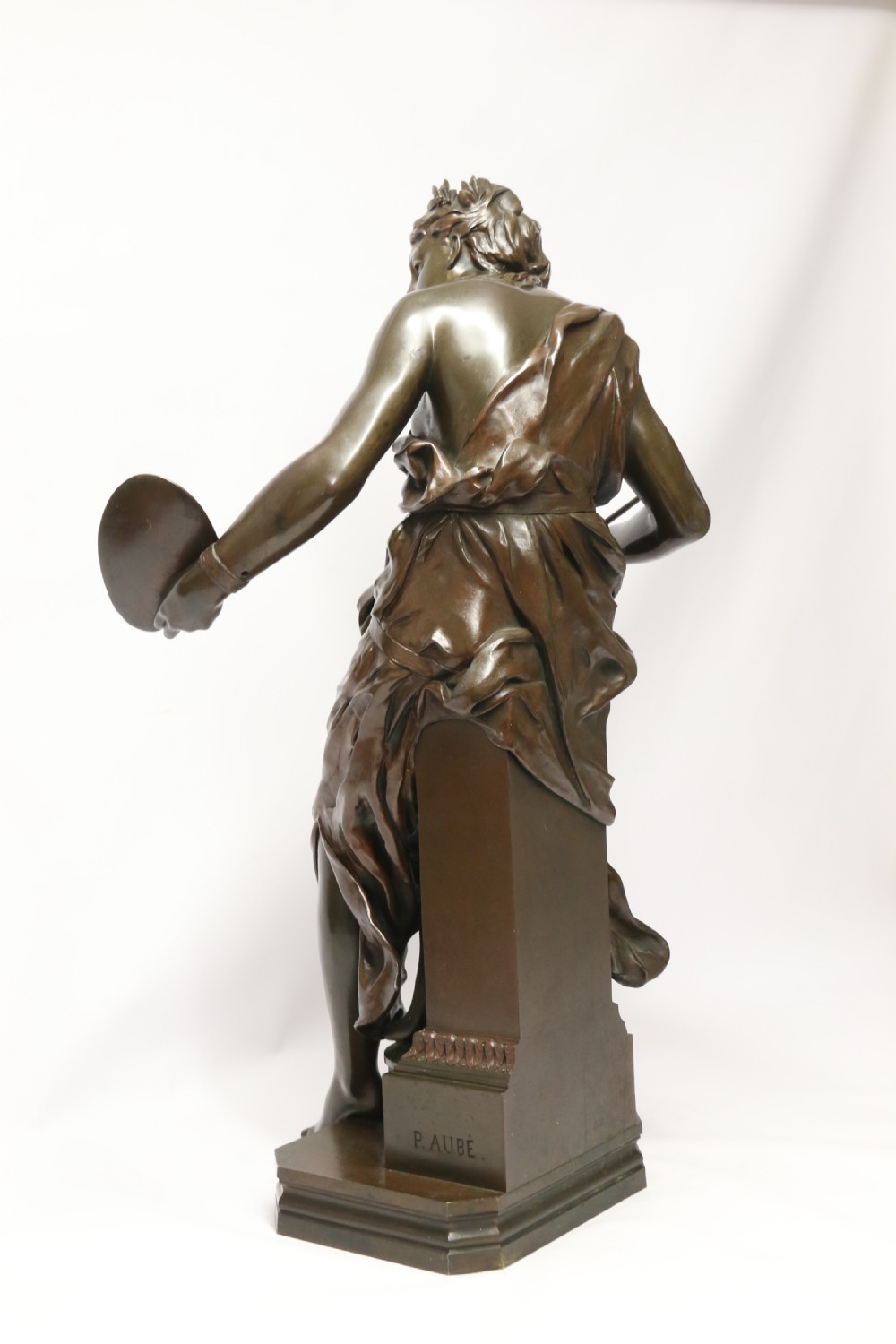 A most impressive large classical bronze study of a female artist by Jean-Paul Aube, C 1890 View X