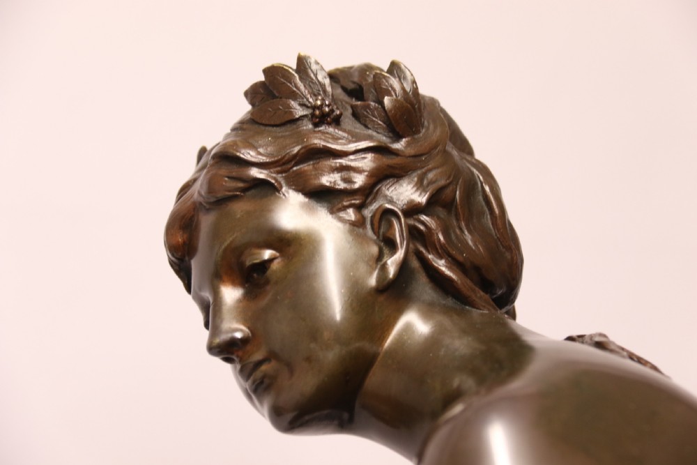 A most impressive large classical bronze study of a female artist by Jean-Paul Aube, C 1890 View XV