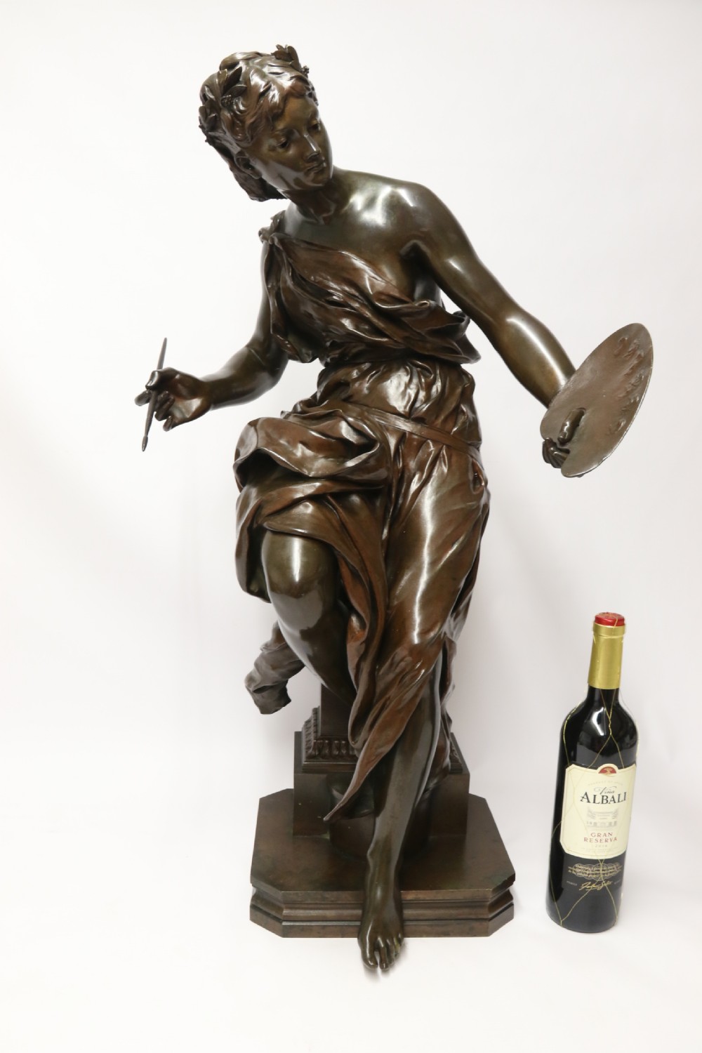 A most impressive large classical bronze study of a female artist by Jean-Paul Aube, C 1890 View XVII