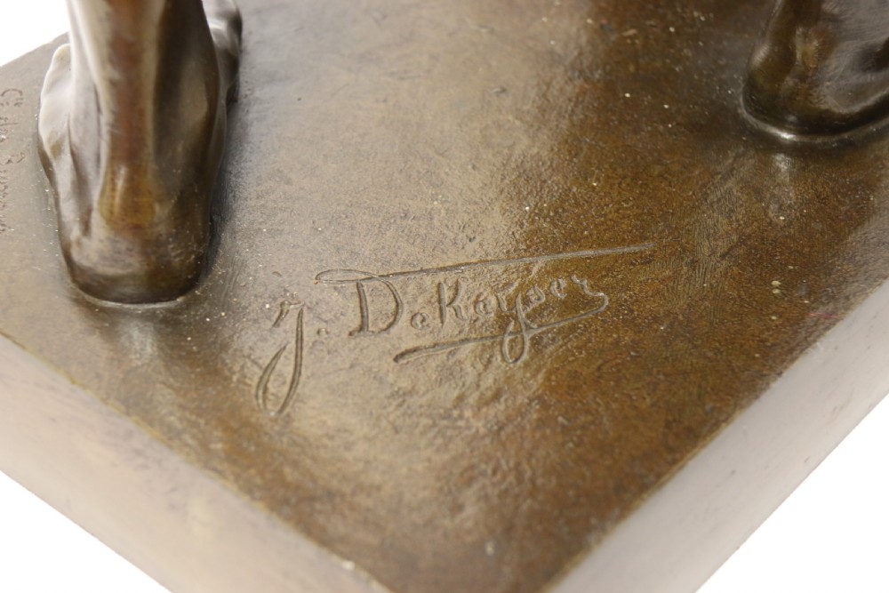 A large scale Belgium bronze study of the biblical figure of David playing the harp by Jean De Keyser
C.1880

 View VI