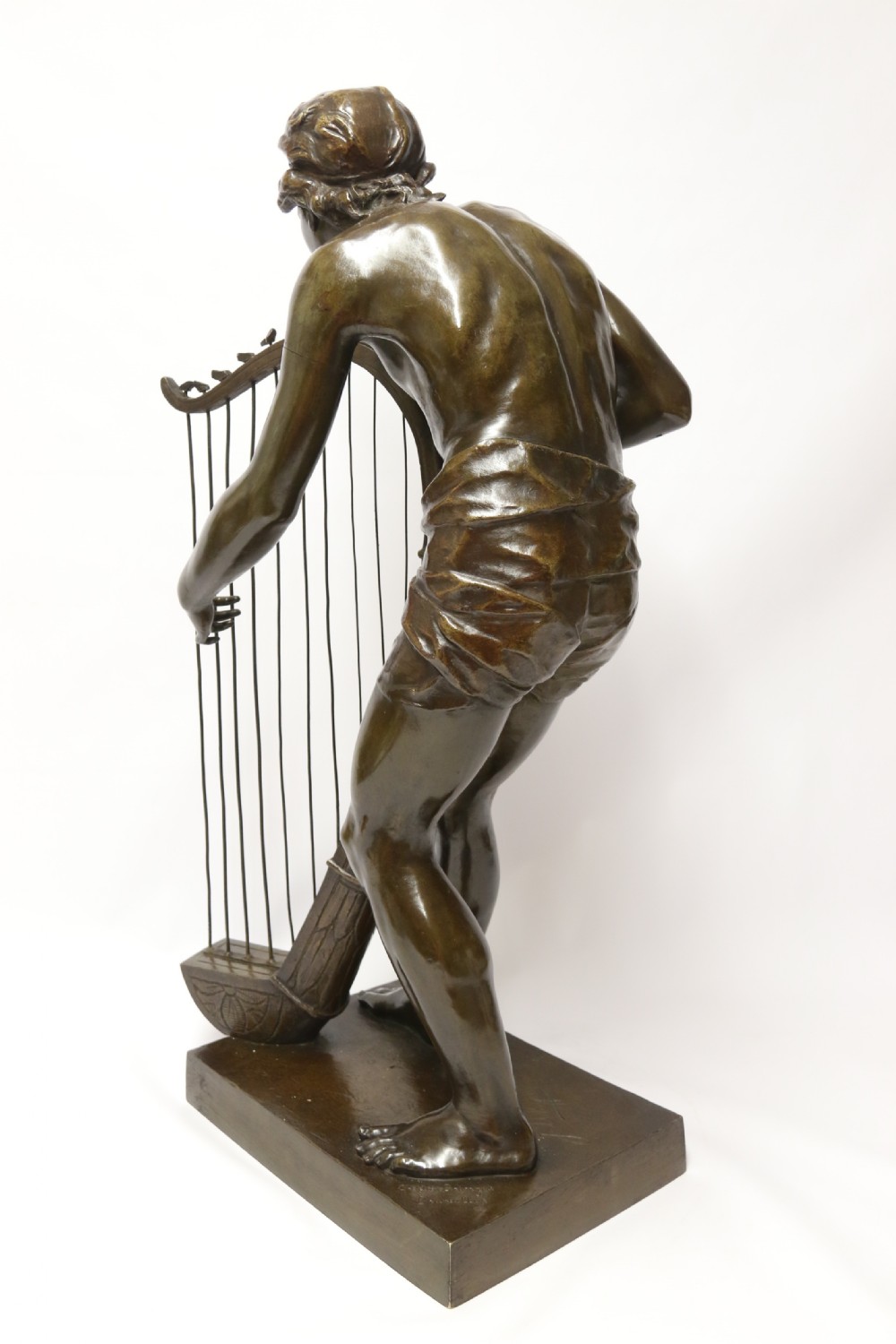 A large scale Belgium bronze study of the biblical figure of David playing the harp by Jean De Keyser
C.1880

 View VIII