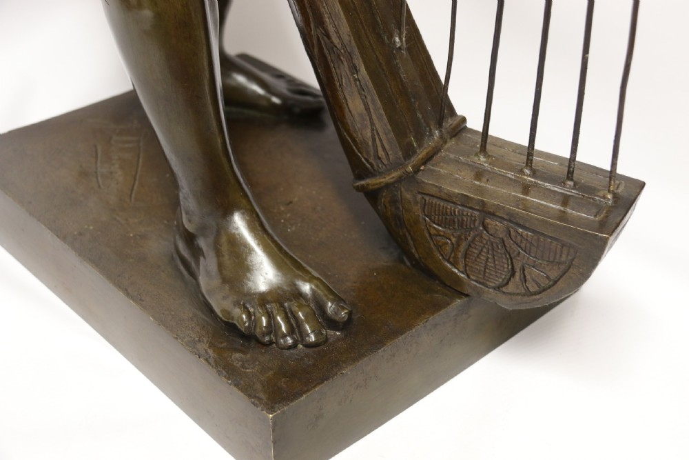 A large scale Belgium bronze study of the biblical figure of David playing the harp by Jean De Keyser
C.1880

 View XIII
