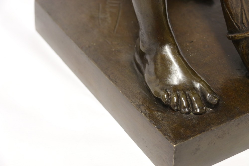 A large scale Belgium bronze study of the biblical figure of David playing the harp by Jean De Keyser
C.1880

 View XIV