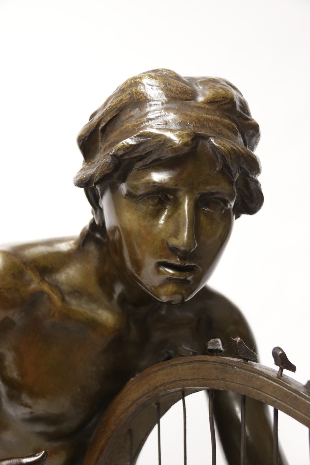 A large scale Belgium bronze study of the biblical figure of David playing the harp by Jean De Keyser
C.1880

 View XVI