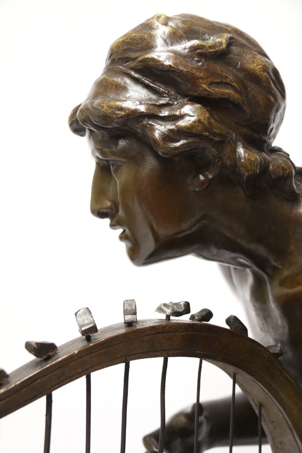 A large scale Belgium bronze study of the biblical figure of David playing the harp by Jean De Keyser
C.1880

 View XIX