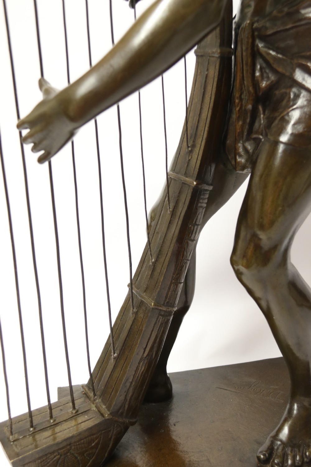 A large scale Belgium bronze study of the biblical figure of David playing the harp by Jean De Keyser
C.1880

 View XXII