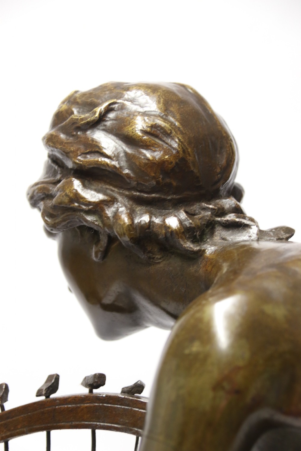 A large scale Belgium bronze study of the biblical figure of David playing the harp by Jean De Keyser
C.1880

 View XXV