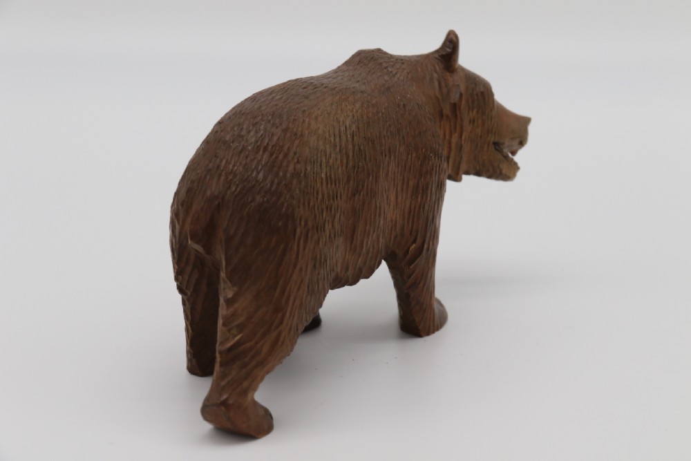 A Swiss Black Forest carved lime wood study of a prowling bear View VI