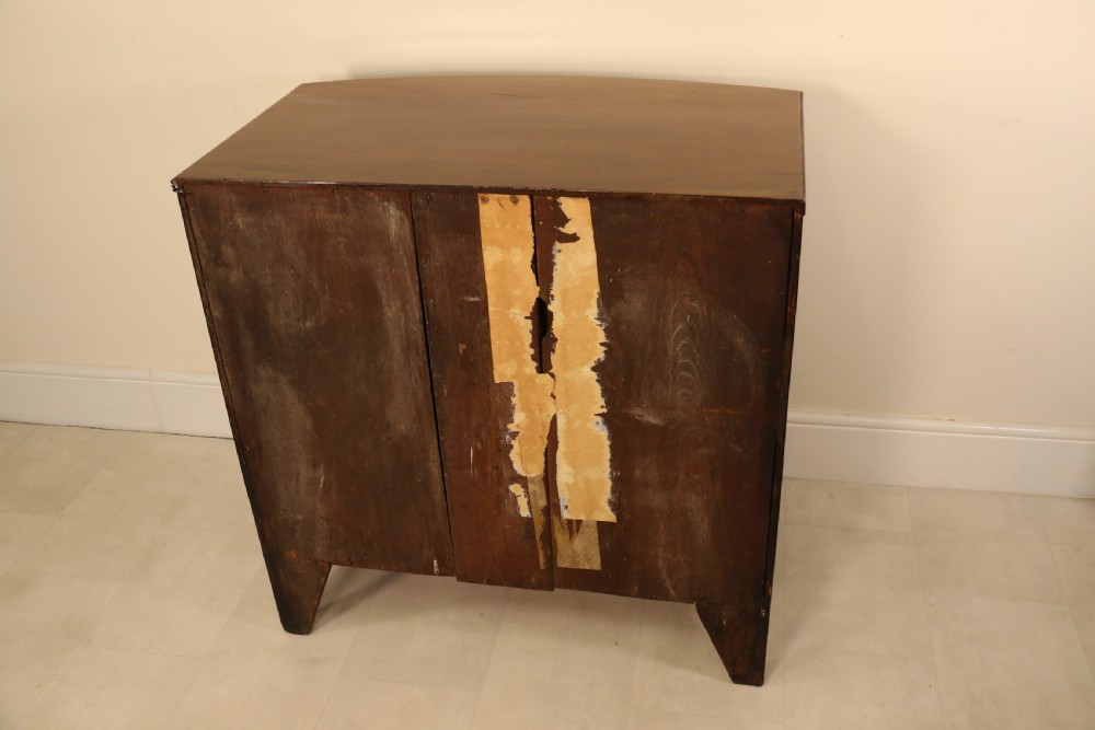 Antique Regency period flame mahogany small bow fronted chest of drawers View XXI