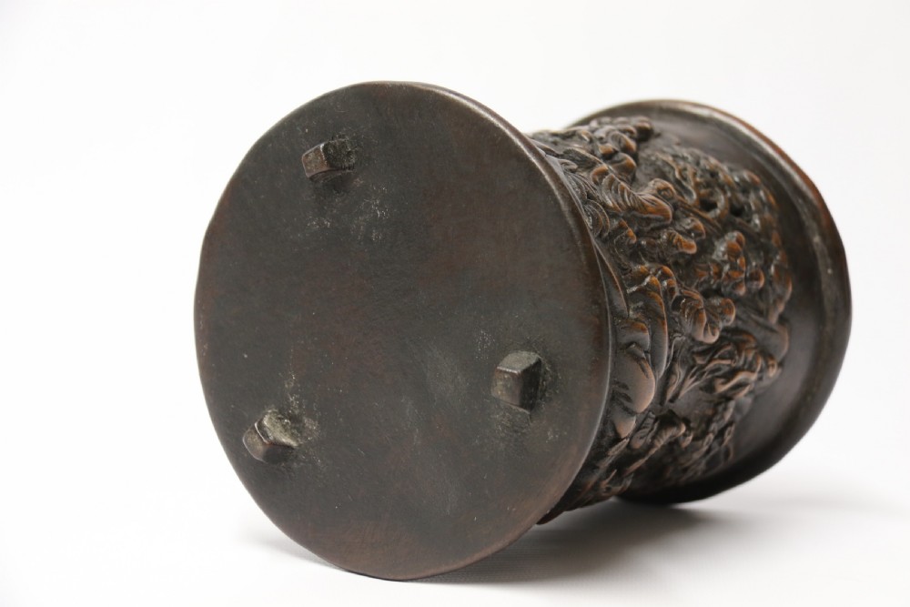 A Chinese carved bamboo and hardwood brush pot View VII
