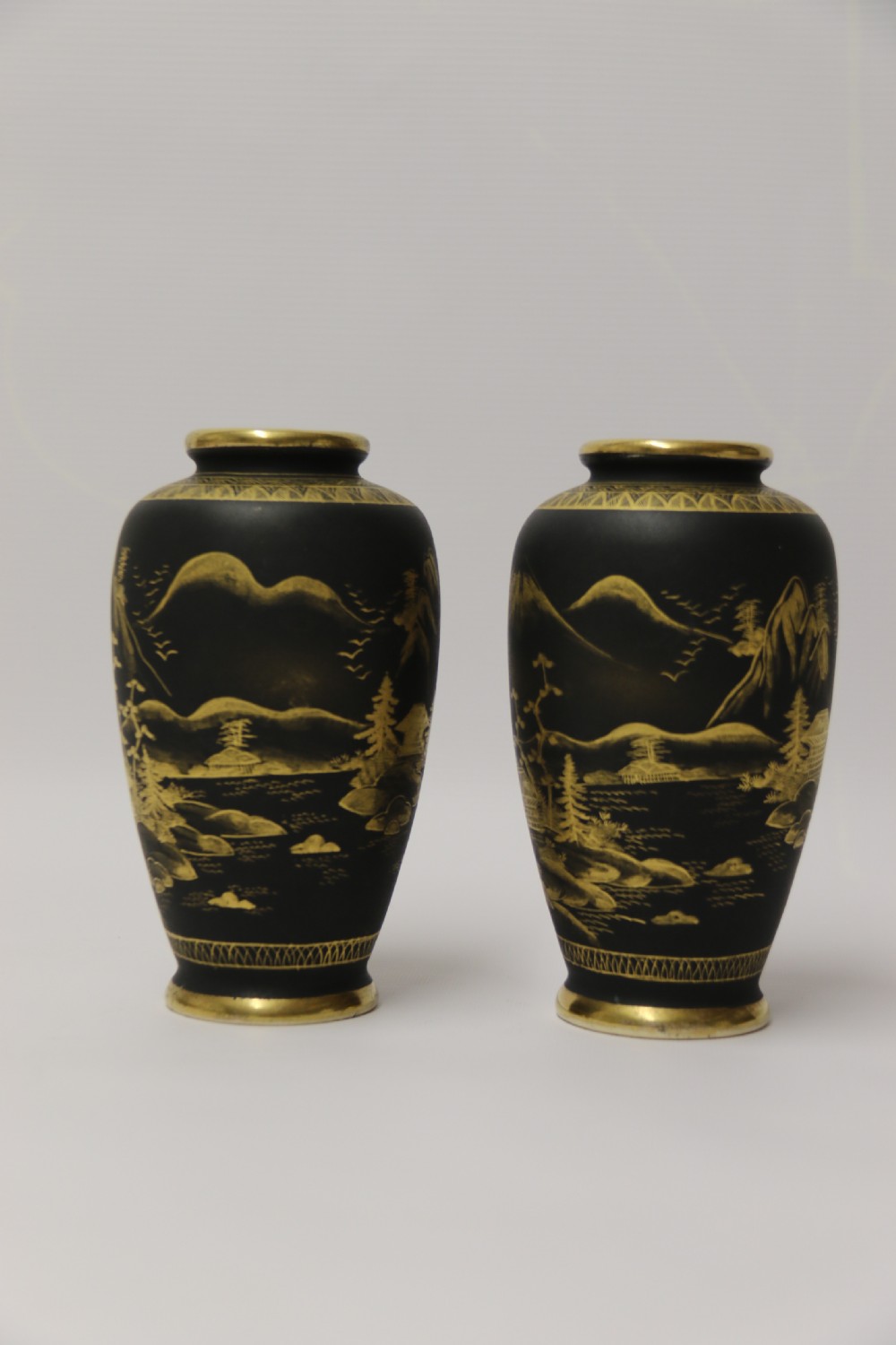 A pair of Japanese Satsuma ware pottery vases, circa 1910 View II