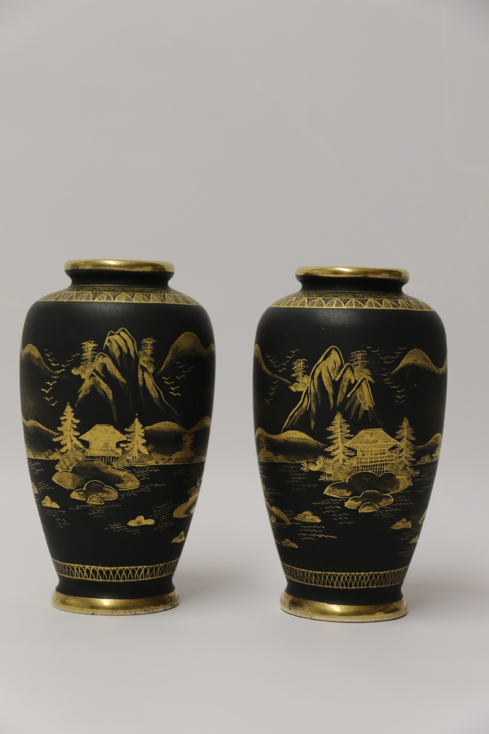 A pair of Japanese Satsuma ware pottery vases, circa 1910 View III